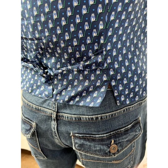 Hermes Mens Suit Vest Blue White 100% Silk Owls Novelty France US 38 Eur 48 - Picture 5 of 12